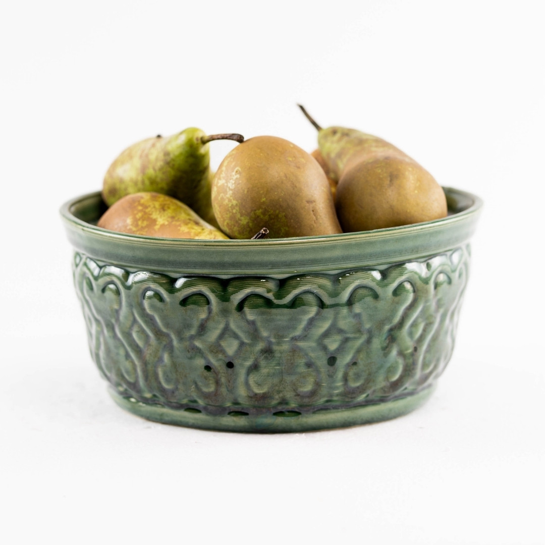 fructiera ceramica verde vas fructe pere